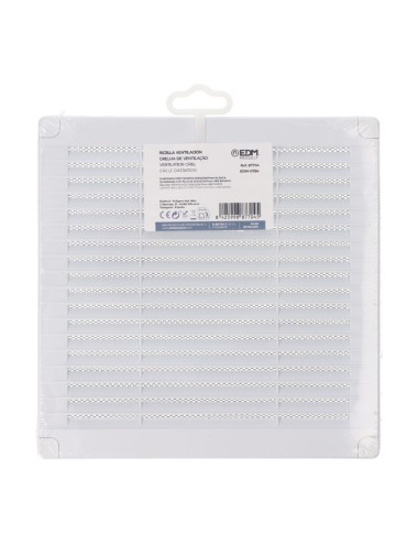 Rejilla ventilación cuadrada con tapones y mosquitera 200x200x7mm abs blanca