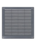 Rejilla ventilación cuadrada con tapones y mosquitera 200x200x7mm abs gris