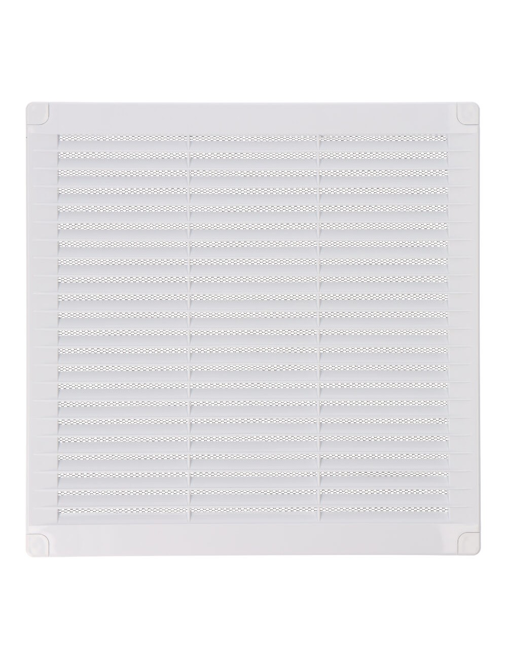 Rejilla ventilación cuadrada con tapones y mosquitera 250x250x7mm abs blanca