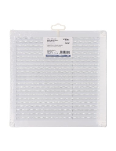 Rejilla ventilación cuadrada con tapones y mosquitera 250x250x7mm abs blanca