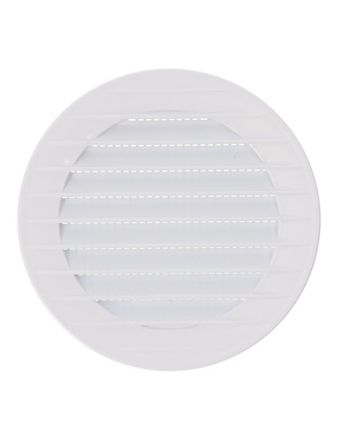 Rejilla ventilación redonda empotrable con mosquitera ø90mm abs blanca