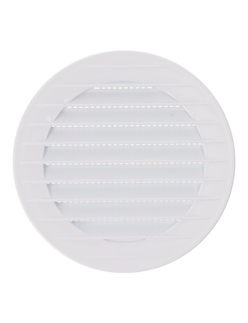 Rejilla ventilación redonda empotrable con mosquitera ø90mm abs blanca