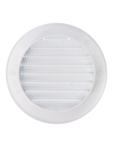 Rejilla ventilación redonda empotrable con mosquitera ø90mm abs blanca