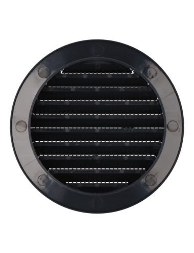 Rejilla ventilación redonda empotrable con mosquitera ø100mm abs gris antracita