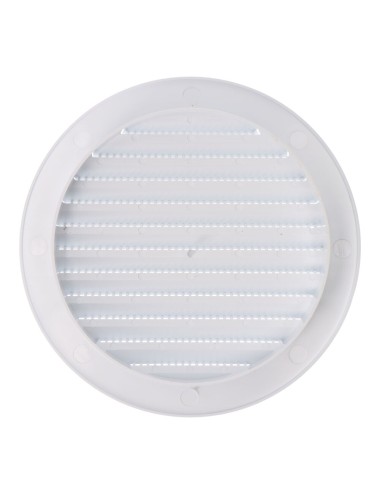 Rejilla ventilación redonda empotrable con mosquitera ø120mm abs blanca