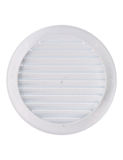 Rejilla ventilación redonda empotrable con mosquitera ø120mm abs blanca