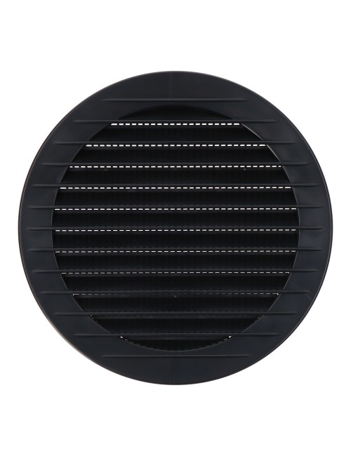 Rejilla ventilación redonda empotrable con mosquitera ø125mm abs gris antracita