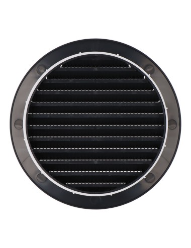 Rejilla ventilación redonda empotrable con mosquitera ø125mm abs gris antracita