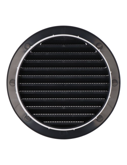 Rejilla ventilación redonda empotrable con mosquitera ø125mm abs gris antracita