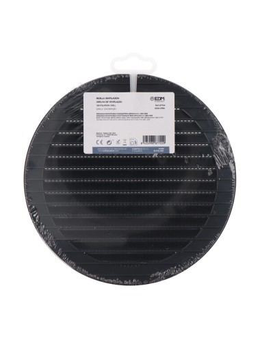 Rejilla ventilación redonda empotrable con mosquitera ø150mm abs gris antracita