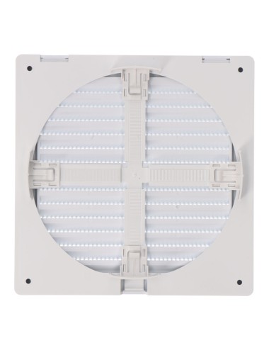 Rejilla ventilación cuadrada empotrable ajustable ø 80-150 con mosquitera 170x170x11,5mm abs blanca