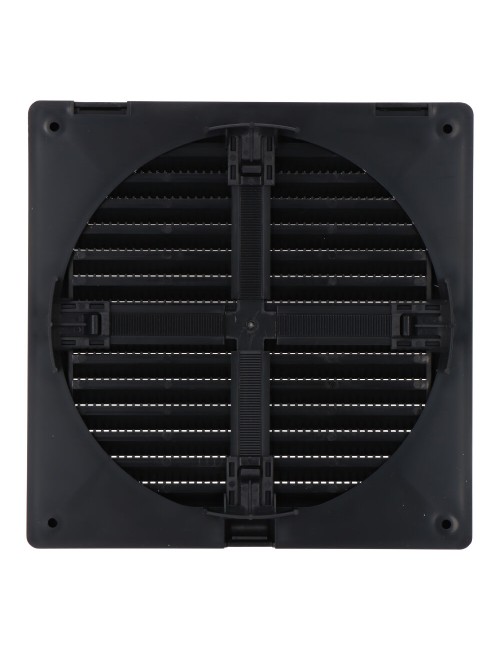 Rejilla ventilación cuadrada empotrable ajustable ø 80-150 con mosquitera 170x170x11,5mm abs gris antracita