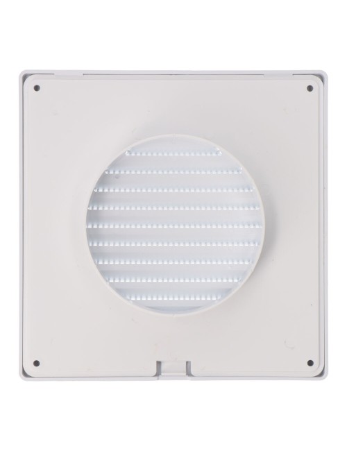 Rejilla ventilación cuadrada empotrable ø 100mm con mosquitera 170x170x10mm abs blanca