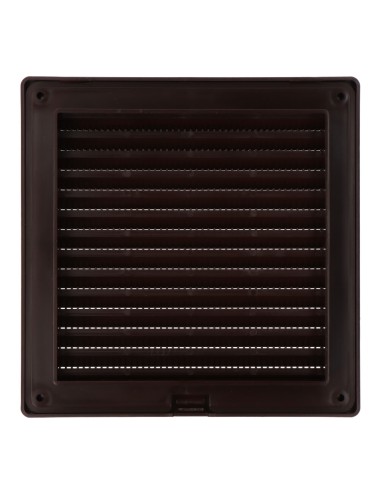 Rejilla ventilación cuadrada empotrable con mosquitera 140 x 140mm abs marrón