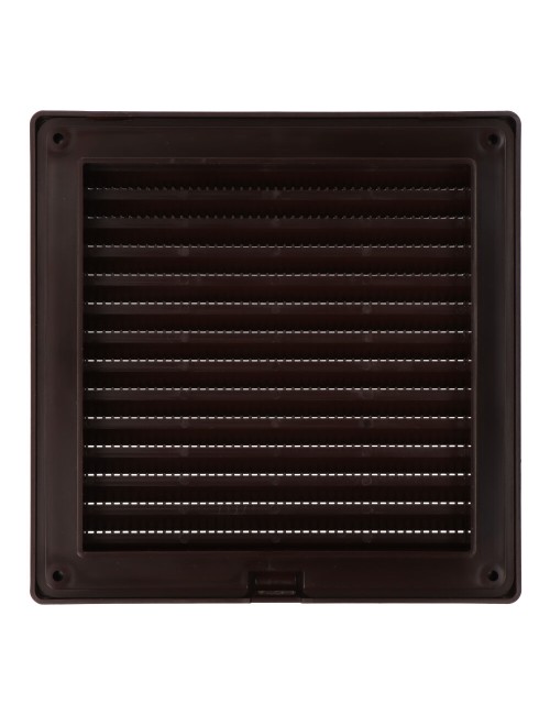 Rejilla ventilación cuadrada empotrable con mosquitera 140 x 140mm abs marrón