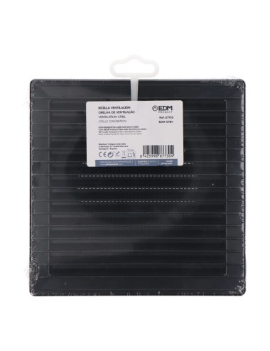 Rejilla ventilación cuadrada empotrable ø 100mm con mosquitera 170x170x10mm abs gris antracita