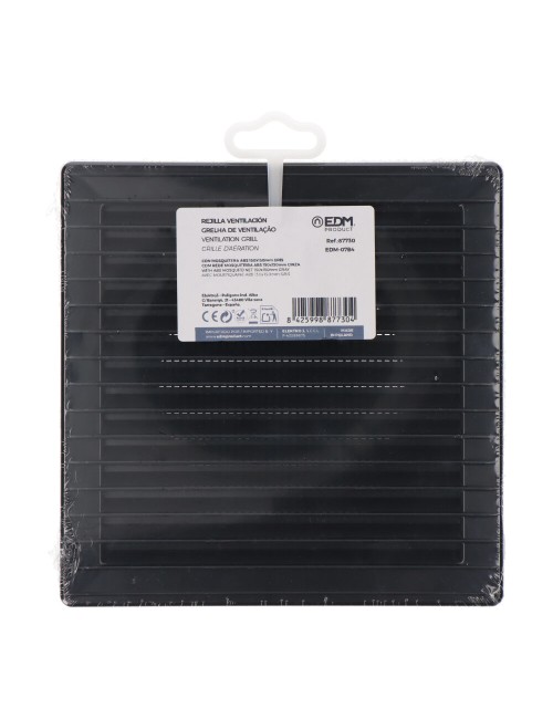 Rejilla ventilación cuadrada empotrable ø 100mm con mosquitera 170x170x10mm abs gris antracita