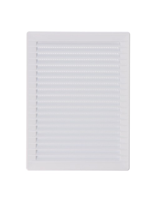 Rejilla ventilacíón rectangular empotrable con mosquitera abs 137x207mm blanco