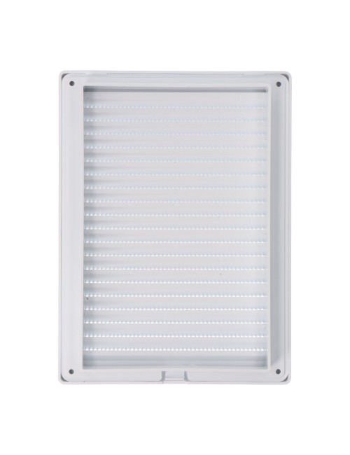 Rejilla ventilacíón rectangular empotrable con mosquitera abs 137x207mm blanco