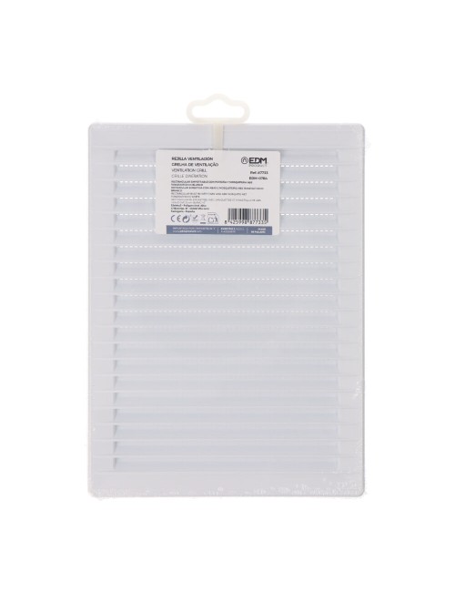 Rejilla ventilacíón rectangular empotrable con mosquitera abs 137x207mm blanco