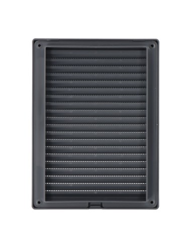 Rejilla ventilacíón rectangular empotrable con mosquitera abs 135x205mm gris