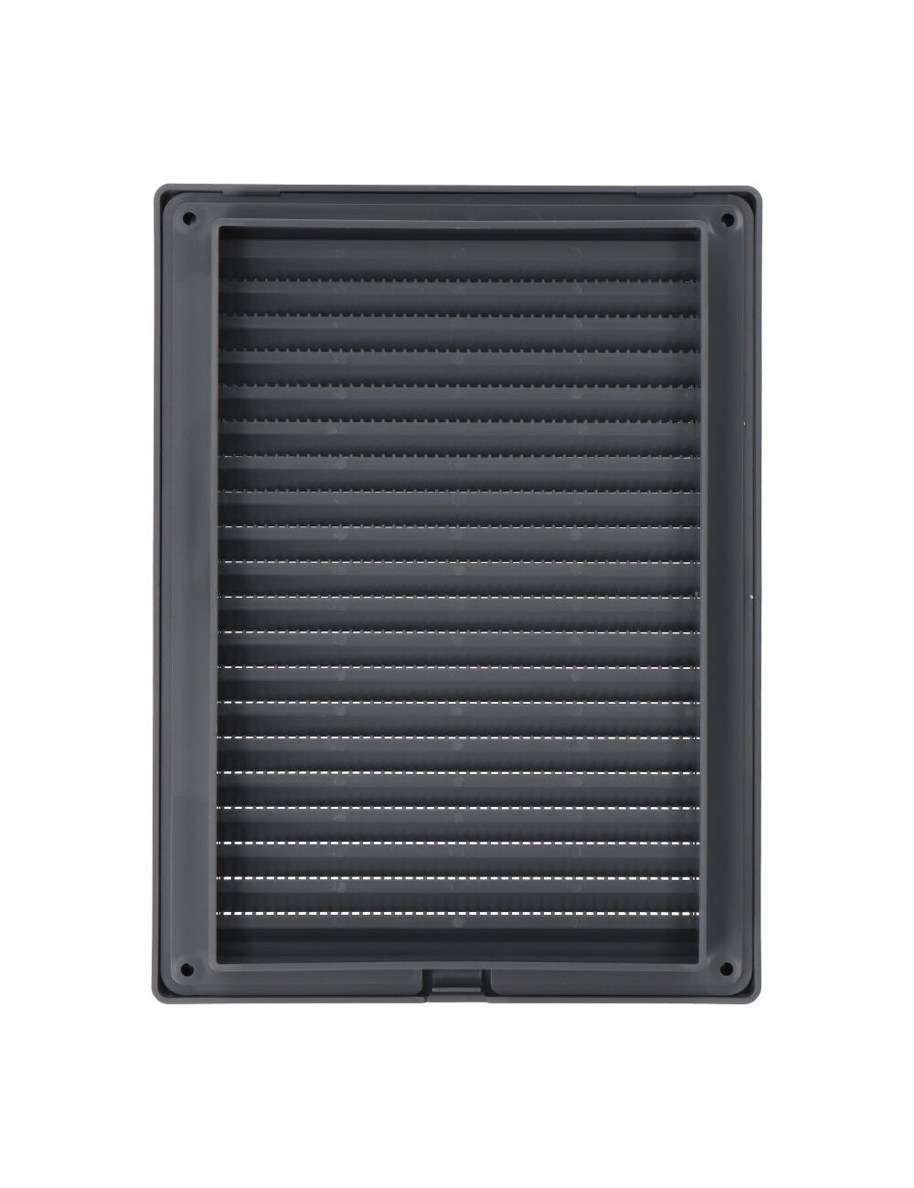 Rejilla ventilacíón rectangular empotrable con mosquitera abs 135x205mm gris