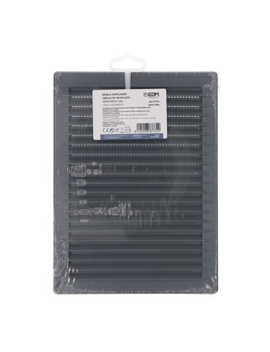 Rejilla ventilacíón rectangular empotrable con mosquitera abs 135x205mm gris