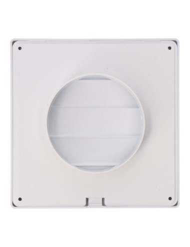 Rejilla ventilación cuadrada empotrable con lamas móviles 170x170mm enclavamiento ø100mm abs blanca