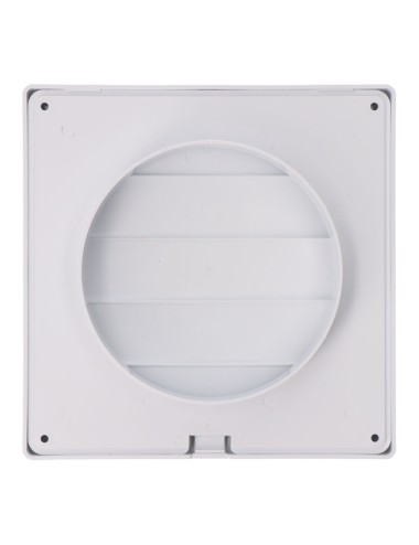 Rejilla ventilación cuadrada empotrable con lamas móviles 170x170mm enclavamiento ø120mm abs blanca