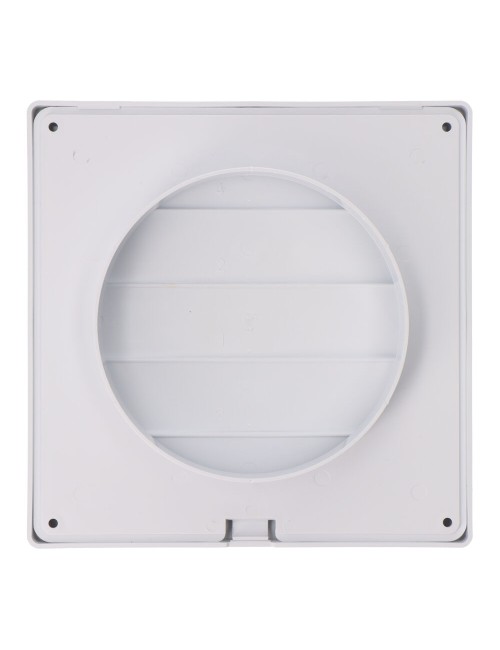 Rejilla ventilación cuadrada empotrable con lamas móviles 170x170mm enclavamiento ø120mm abs blanca