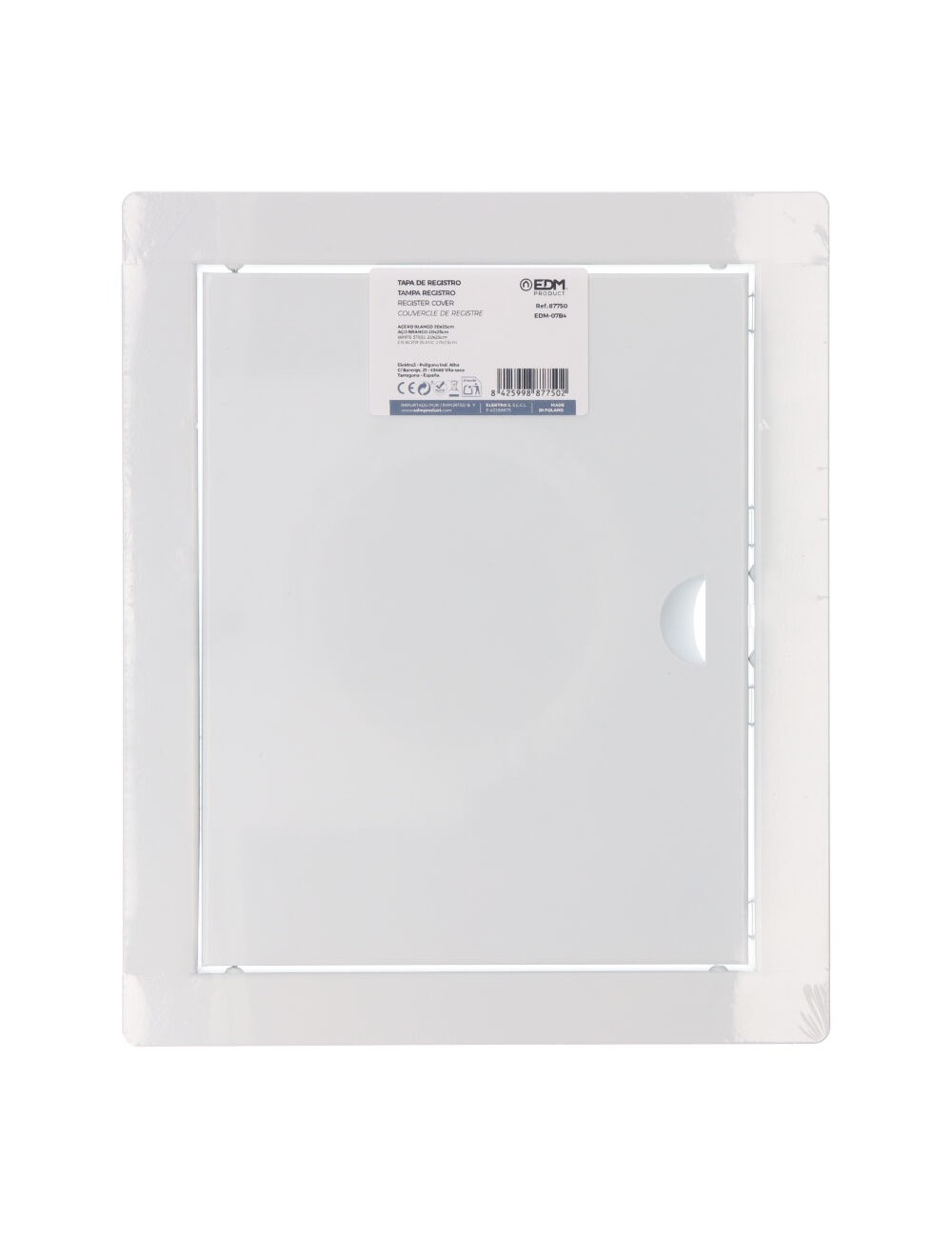 Tapa de registro rectangular empotrable acero 20x25cm blanca