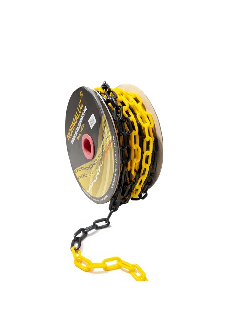 Cadena plastico amarilla y negra, 25m