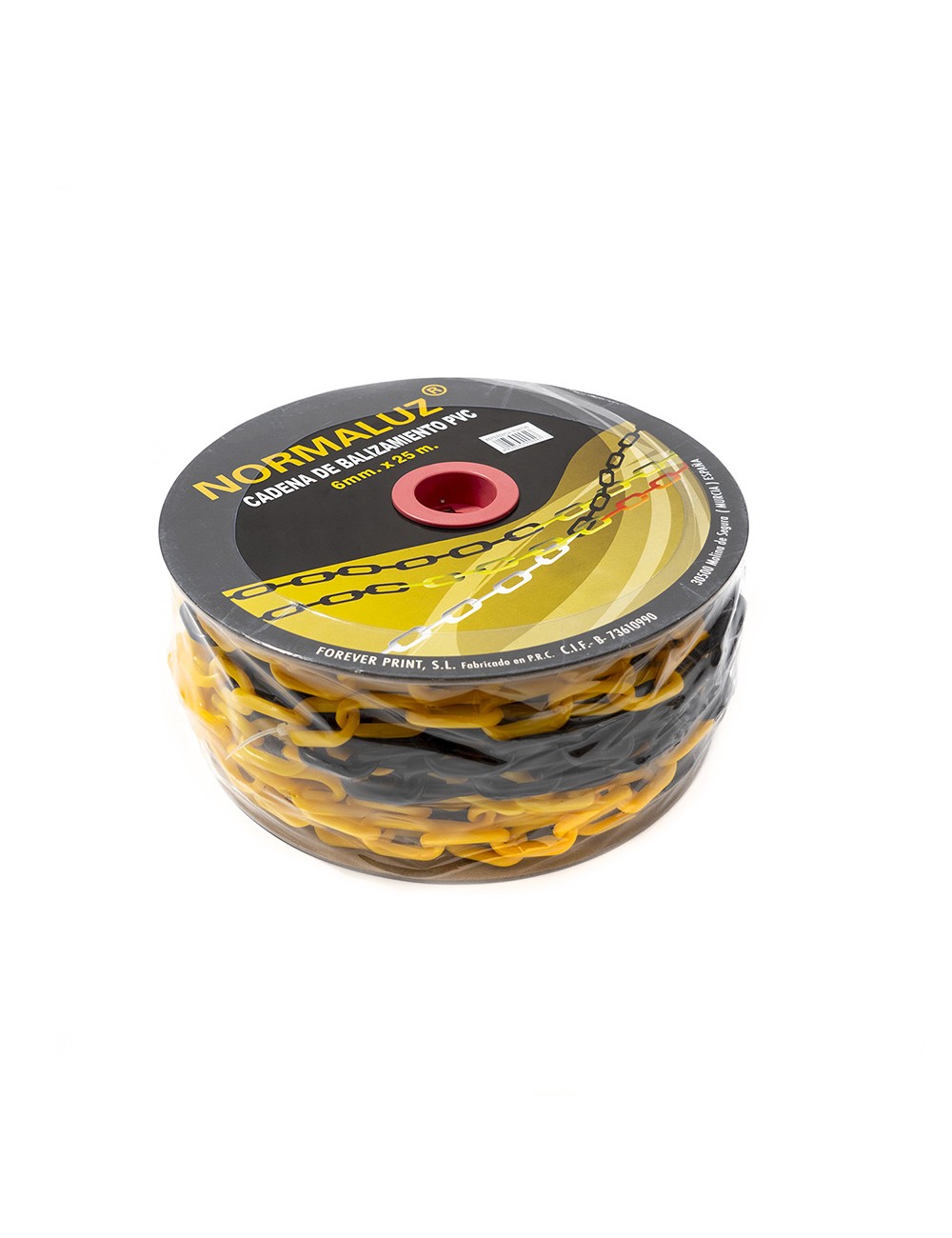 Cadena plastico amarilla y negra, 25m
