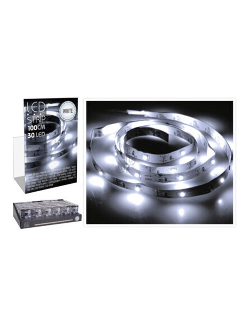 Tira de led 1m 30 leds a pilas blanco frio