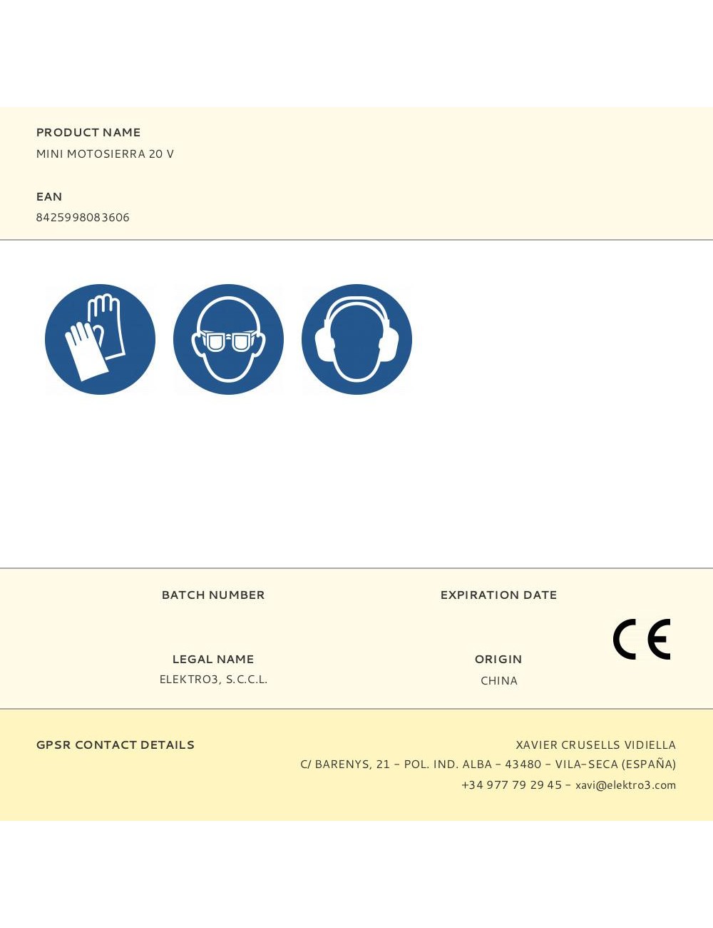 Mini motosierra 20 v