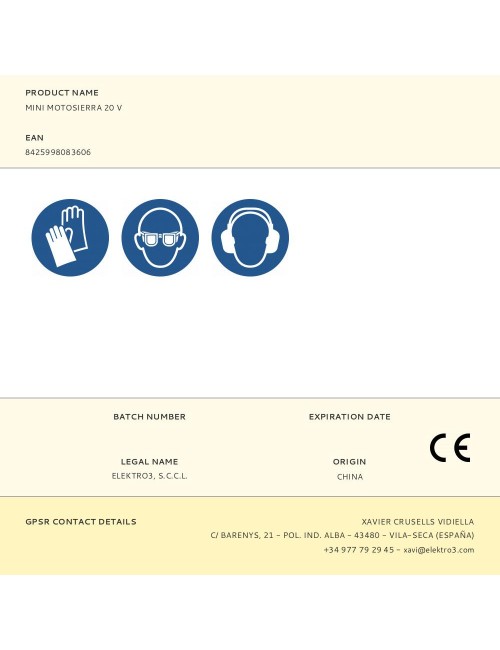 Mini motosierra 20 v