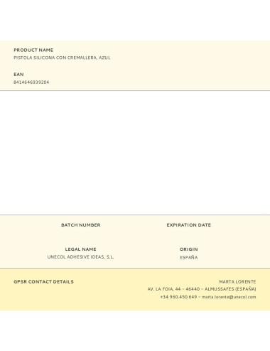 Pistola silicona con cremallera, azul