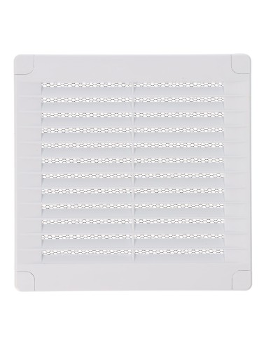 Rejilla ventilación cuadrada con tapones y mosquitera 150x150x7mm abs blanca