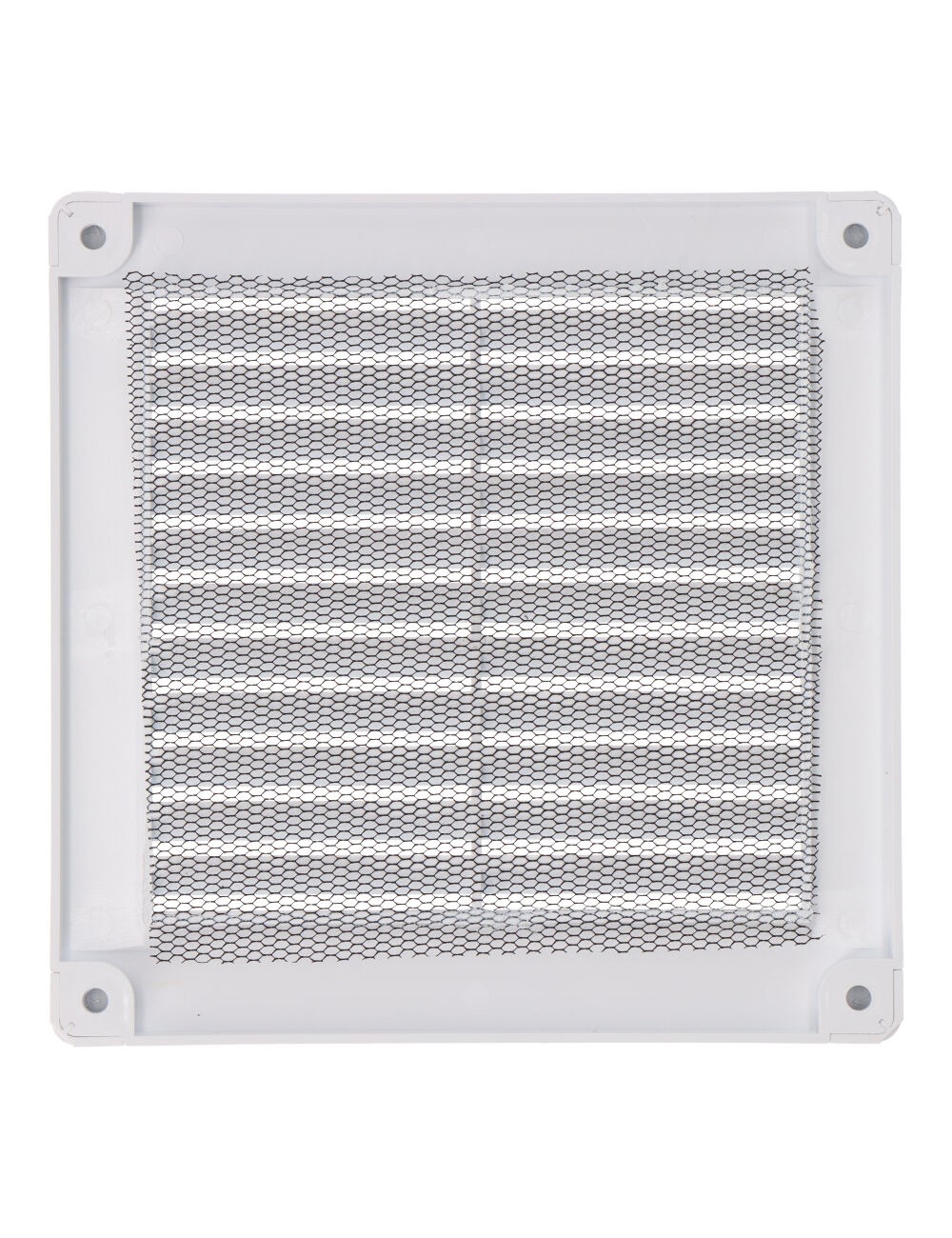 Rejilla ventilación cuadrada con tapones y mosquitera 150x150x7mm abs blanca