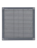 Rejilla ventilación cuadrada con tapones y mosquitera 250x250x7mm abs gris