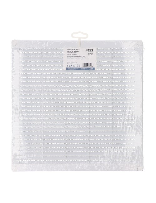 Rejilla ventilación cuadrada con tapones y mosquitera 300x300x7mm abs blanca