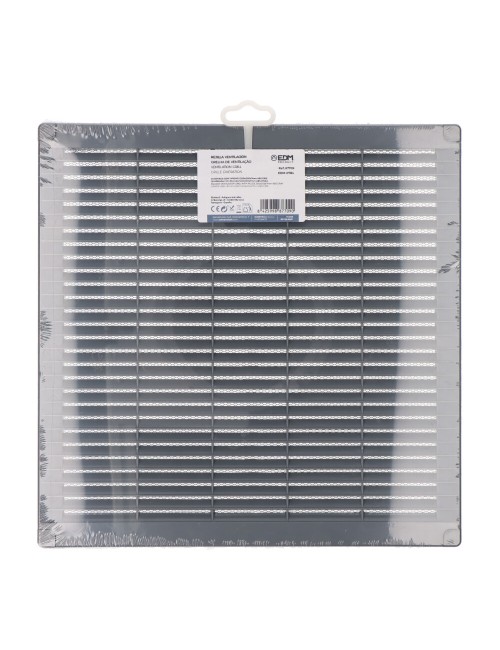 Rejilla ventilación cuadrada con tapones y mosquitera 300x300x7mm abs gris