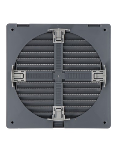 Rejilla ventilación cuadrada empotrable ajustable ø 80-150 con mosquitera 170x170x11,5mm abs gris