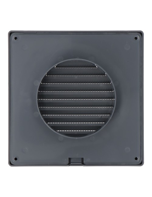 Rejilla ventilación cuadrada empotrable ø 100mm con mosquitera 170x170x11,5mm abs gris