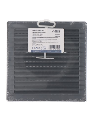 Rejilla ventilación cuadrada empotrable ø 100mm con mosquitera 170x170x11,5mm abs gris