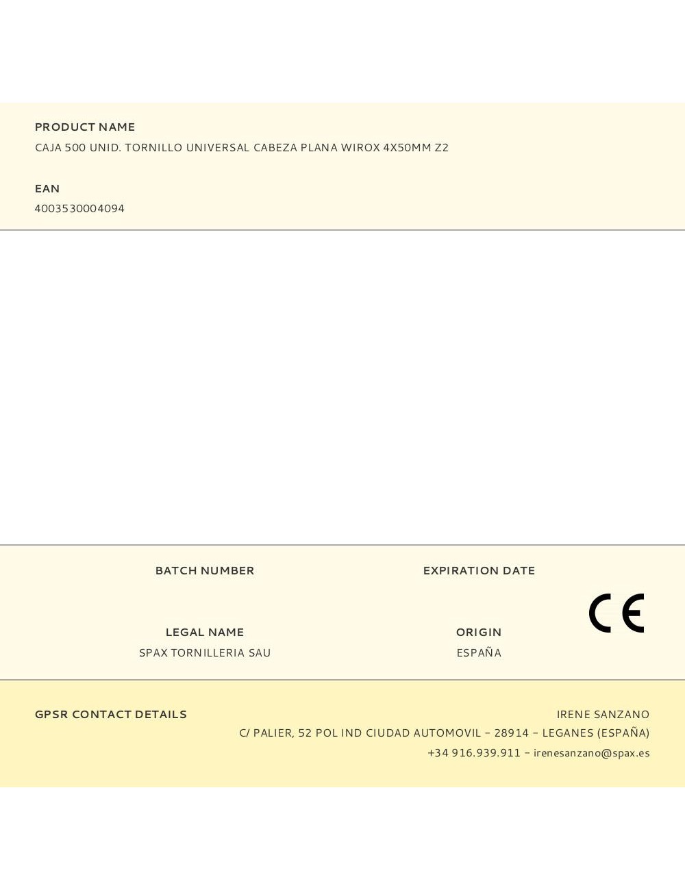 Caja 500 unid. tornillo universal cabeza plana wirox 4x50mm z2