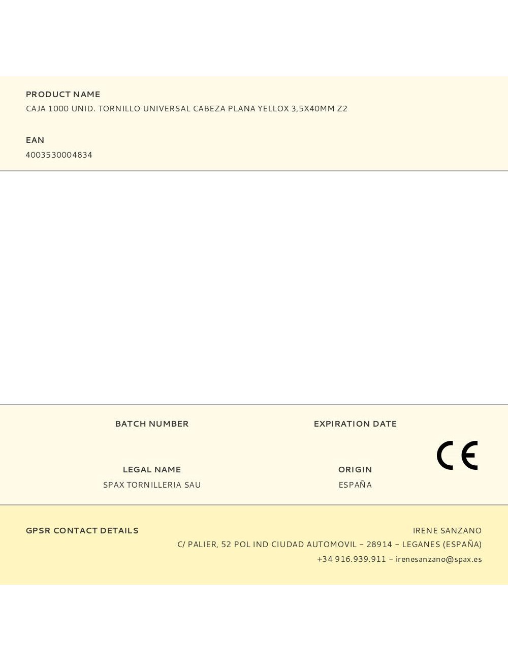 Caja 1000 unid. tornillo universal cabeza plana yellox 3,5x40mm z2