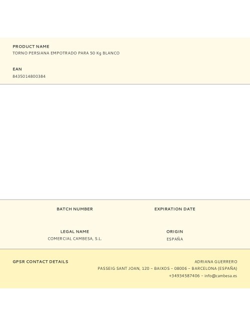 Torno persiana empotrado para 50 kg blanco