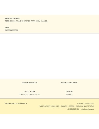 Torno persiana empotrado para 80 kg blanco