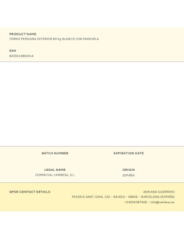 Torno persiana exterior 80 kg blanco con manivela